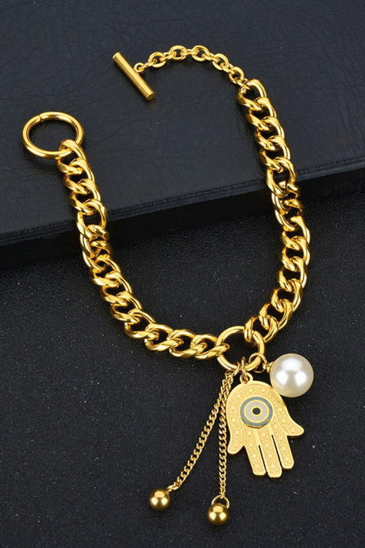 Golden Hamsa Hand Chunky Chain Bracelet for Stylish Spiritualists