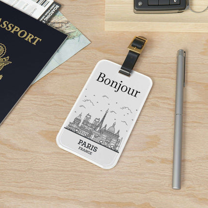 Elegant Personalized Acrylic Luggage Tag with Stylish Leather Strap for Discerning Travelers