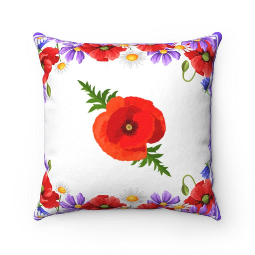 Elegant Red Poppies Reversible Decorative Pillowcase with Dual Prints