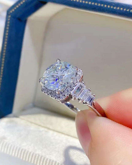 Sophisticated 2 Carat Lab Created Diamond Ring in Sterling Silver - A Timeless Piece with Authenticity Verification