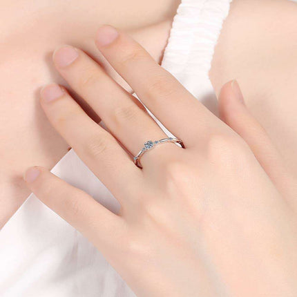 Elegant Rhodium-Finished Sterling Silver Ring with Lab Grown Diamond