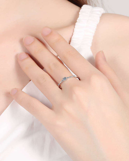 Elegant Rhodium-Finished Sterling Silver Ring with Lab Grown Diamond