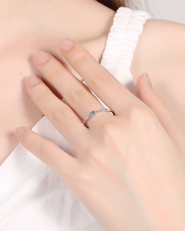 Elegant Rhodium-Finished Sterling Silver Ring with Lab Grown Diamond