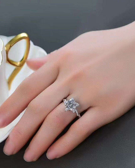 Radiant Elegance: Twisted 3 Carat Lab-Diamond Sterling Silver Ring with Platinum Touch