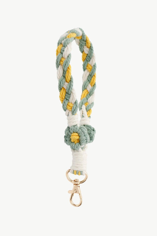 Floral Wristlet Keychain with Cable-Knit Design