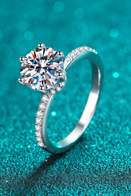 Luxurious 2 Carat Moissanite and Zircon Sterling Silver Ring - Exquisite Design