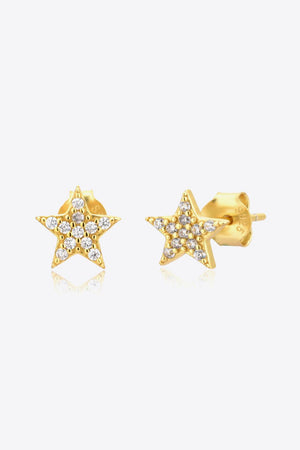 Zircon Decor Star Stud Earrings-Trendsi-Gold-One Size-Très Elite