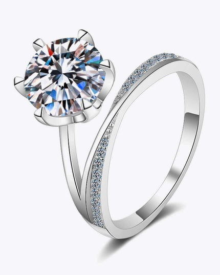 Elegant Moissanite and Zircon Accented Sterling Silver Ring