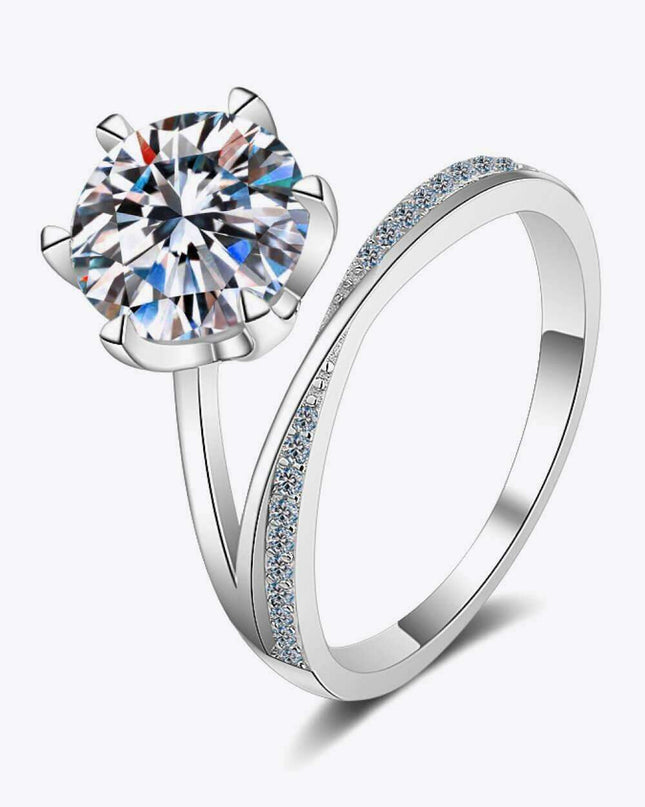 Elegant Moissanite and Zircon Accented Sterling Silver Ring