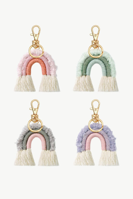Vibrant Rainbow Fringe Keychain for a Splash of Color