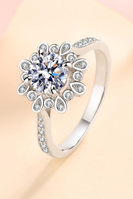 Shimmering Sterling Silver Moissanite Statement Ring with Lab-Created Diamond Sparkle