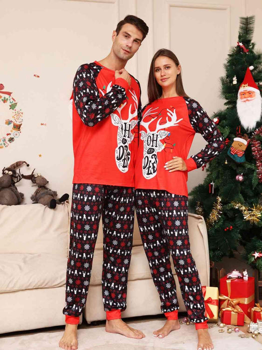 Full Size Reindeer Graphic Top and Pants Set Trendsi