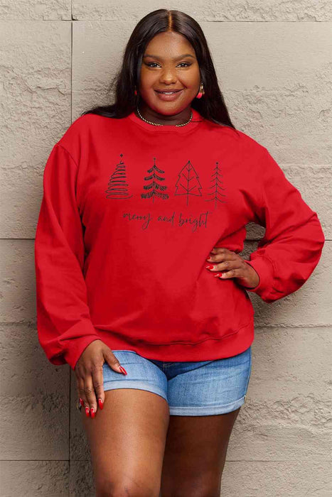 Festive Merry & Bright Cotton Blend Holiday Sweatshirt