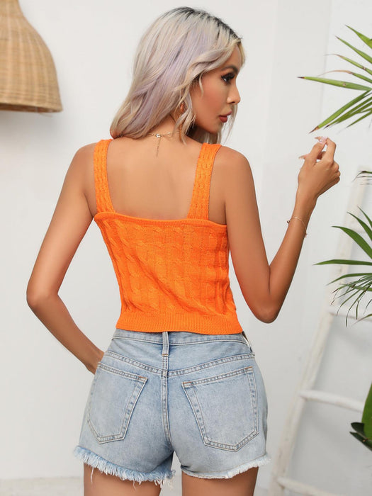 Cozy Cable-Knit Sleeveless Crop Top
