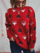 Festive Reindeer Print Knit Sweater for a Cozy Holiday Look