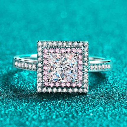 Chic Geometric Lab-Diamond Ring Ensemble with Radiant Zircon Highlights