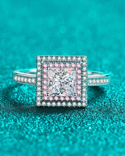 Chic Geometric Lab-Diamond Ring Ensemble with Radiant Zircon Highlights