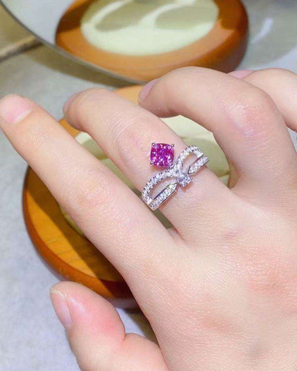 Glistening Moissanite and Zircon Accented Sterling Silver Ring: Timeless Glamour