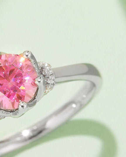 Platinum-Plated 1 Carat Moissanite Sterling Silver Ring - Elegant Fine Jewelry