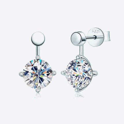 Sophisticated 4 Carat Moissanite and Lab-Diamond Accented Drop Earrings in Platinum-Plated Sterling Silver