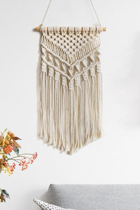 Bohemian Cotton Rope Macrame Wall Art with Fringe Detail