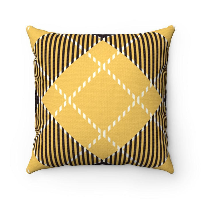Reversible Yellow Plaid Pillowcase with Dual Patterns