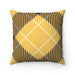 Yellow checkered double-sided print and reversible decorative cushion cover