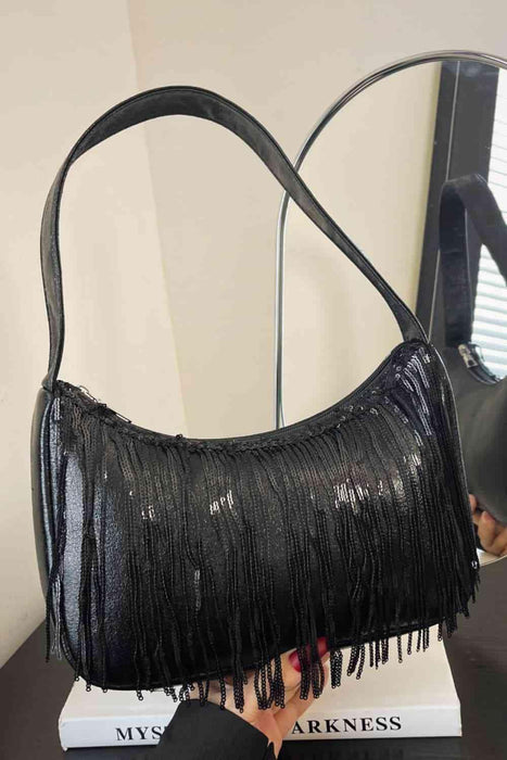 Sophisticated Fringe Detail Medium Handbag