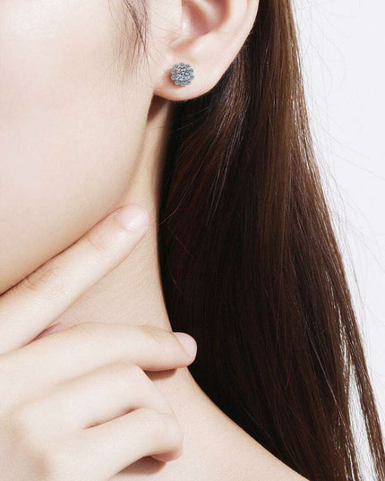 Elegant Floral Moissanite and Zircon Stud Earrings - 1 Carat Total Weight