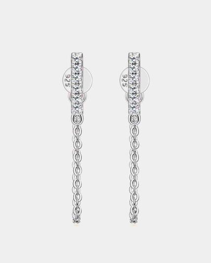 Sophisticated Moissanite-Embellished Sterling Silver Earrings with Luxurious Dual Finish