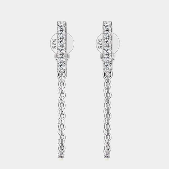 Sophisticated Moissanite-Embellished Sterling Silver Earrings with Luxurious Dual Finish