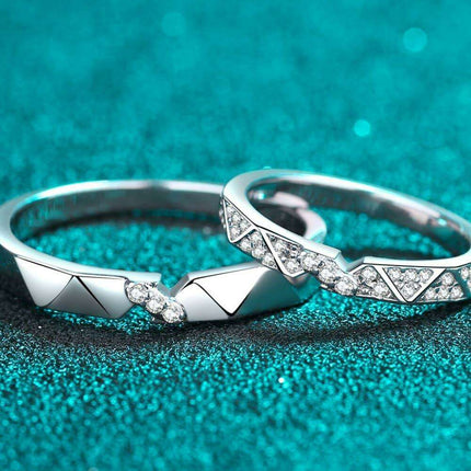 Sophisticated Moissanite Sterling Silver Ring with Rhodium Plating