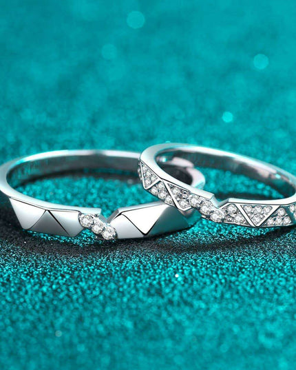 Sophisticated Moissanite Sterling Silver Ring with Rhodium Plating