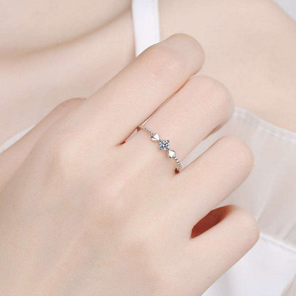 Timeless Love: Heart-Shaped Moissanite Silver Ring with Diamond Accents