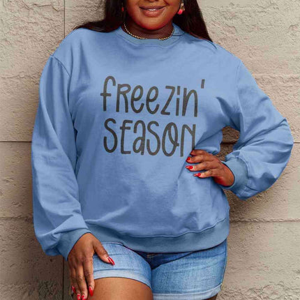 Cozy Winter Vibes Oversized Graphic Pullover Sweatshirt - Stay Warm in Style