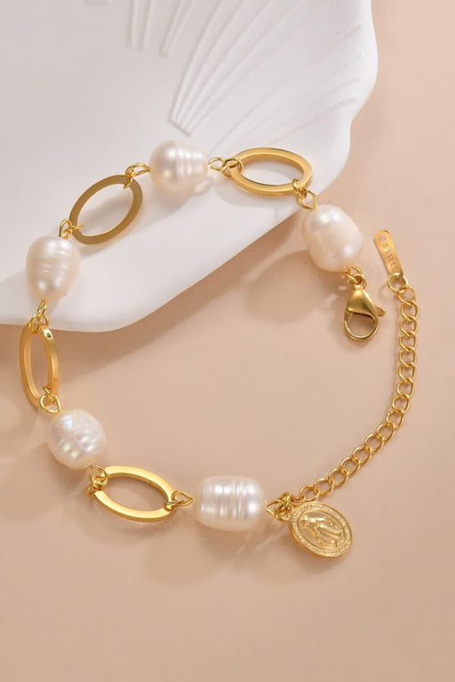 Gold-plated Freshwater Pearl Bracelet with Lobster Clasp - Elegant Statement Piece