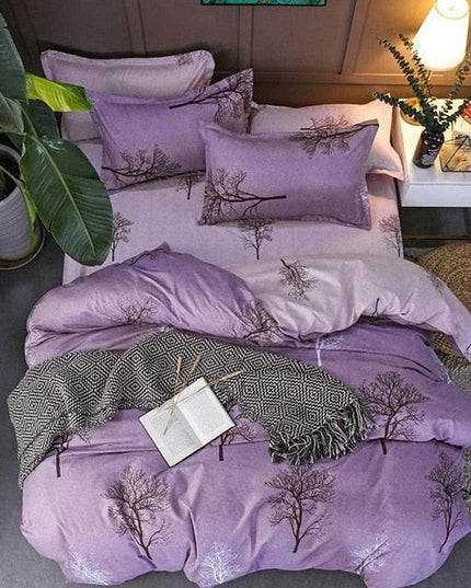 Deluxe 4-Piece Luxurious Printed Bedding Set with Cozy Pillowcases - Elegant Sleep Collection