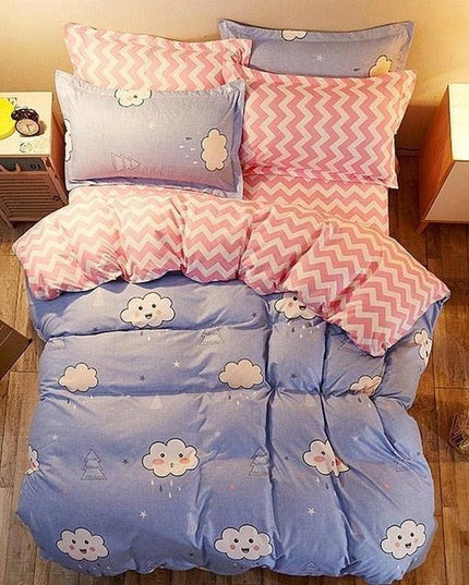 Deluxe 4-Piece Luxurious Printed Bedding Set with Cozy Pillowcases - Elegant Sleep Collection