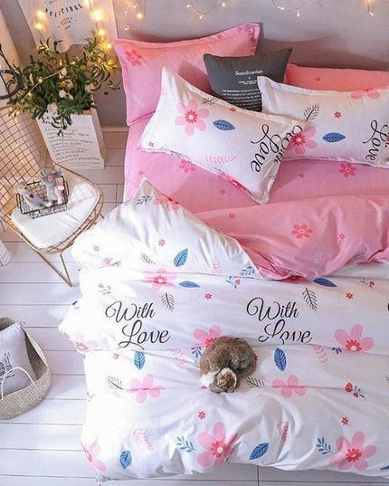 Deluxe 4-Piece Luxurious Printed Bedding Set with Cozy Pillowcases - Elegant Sleep Collection