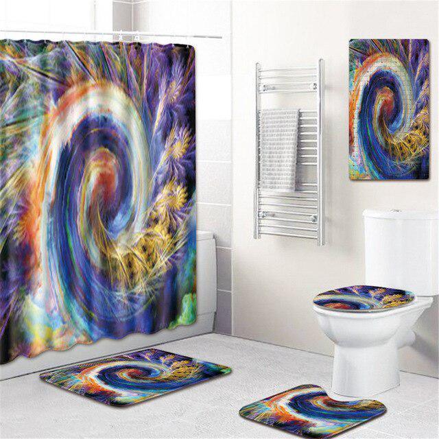 Bold Graphic Bathroom Shower Curtain Set for Vibrant Oasis