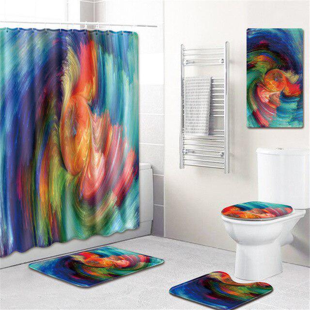 Vibrant Personality Printed Shower Curtain Set - Stylish Bathroom Upgrade