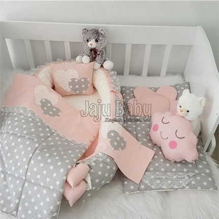 Stylish 5-Piece Unisex Cotton Crib Bedding Set Crafted in Turkey