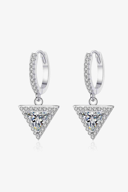 Elegant Sterling Silver Triangle Earrings with Sparkling Lab-Diamonds