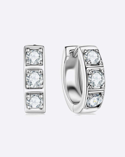 Radiant Charm: Sterling Silver Huggie Earrings with Lab-Grown Diamond Highlights