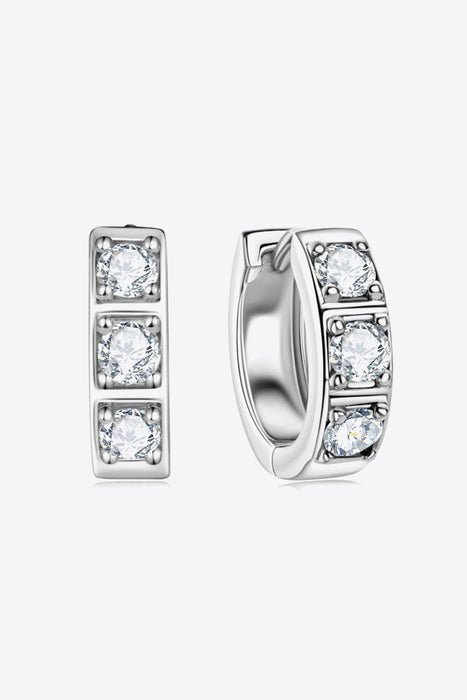 Lab-Diamond-Infused Sterling Silver Huggie Earrings
