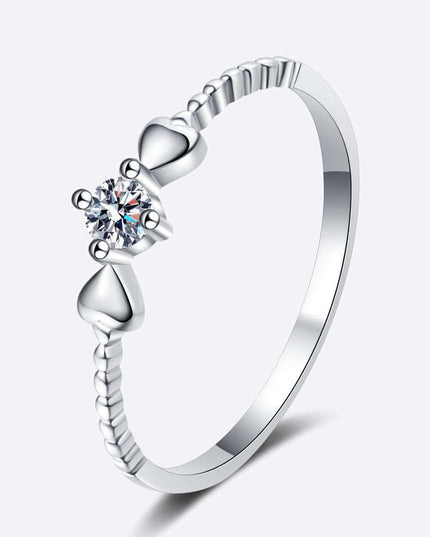 Timeless Love: Heart-Shaped Moissanite Silver Ring with Diamond Accents
