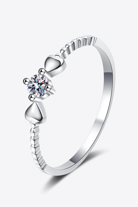 Cherished Lab-Diamond Heart Sterling Silver Ring with Moissanite Heart Stone