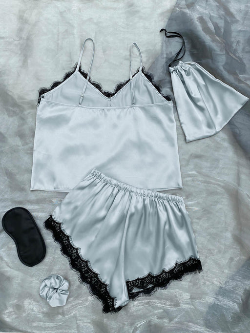 Luxurious Lace-Trimmed Satin Pajama Collection