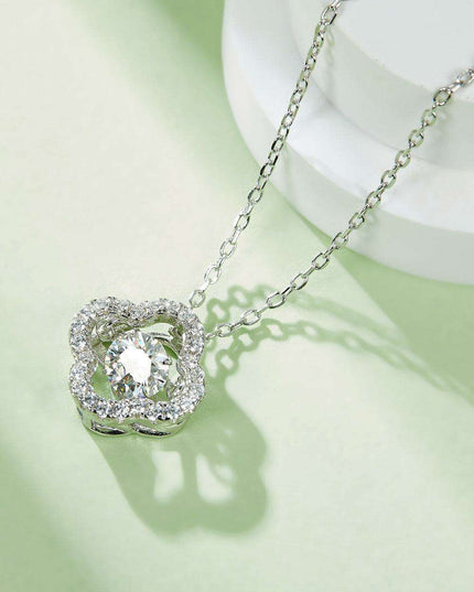 Radiant Clover Lab-Diamond Pendant Necklace Adorned with Zircon Accents