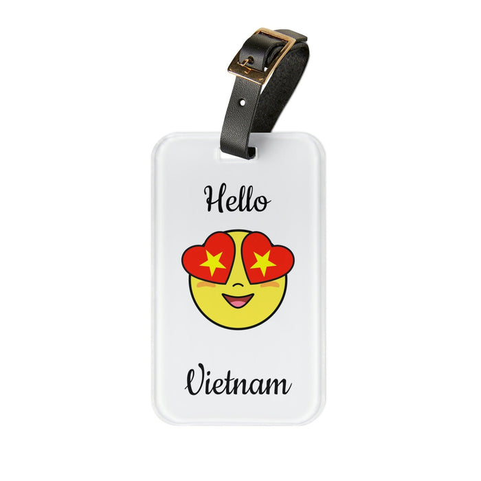 Maison d'Elite Vietnam Luggage Tag - Lightweight Acrylic with Leather Strap-Luggage & Bags›Accessories›Travel Accessories›Luggage Tags & Stickers-Maison d'Elite-2.4'' × 4''-Très Elite